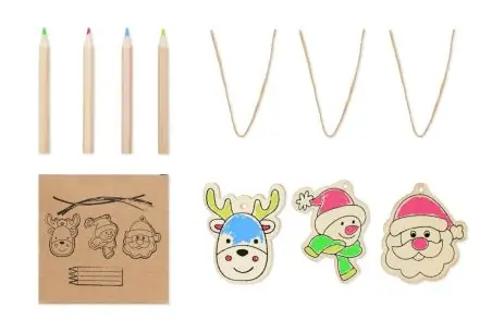 Set de adornos de madera con lápices