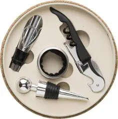 Set vino efecto corcho 4 piezas acero s/s304
