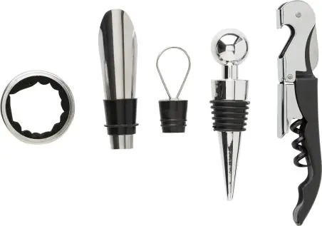 Set vino efecto corcho 4 piezas acero s/s304