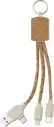 Set cables corcho caña trigo USB-A/C lightning llavero - Imagen 1
