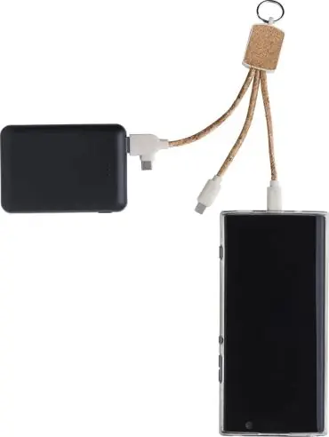 Set cables corcho caña trigo USB-A/C lightning llavero