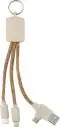 Set cables corcho caña trigo USB-A/C lightning llavero - Imagen 3