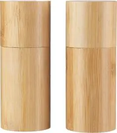Set 2 molinillos especias bambú cerámica caja kraft