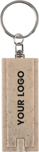 Llavero caña trigo LED anilla pulsador bolsa reciclada