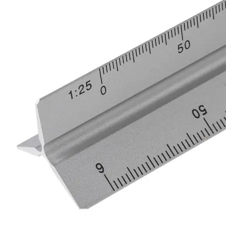 Escalímetro aluminio 30cm escalas 1:20 1:50 1:100 caja