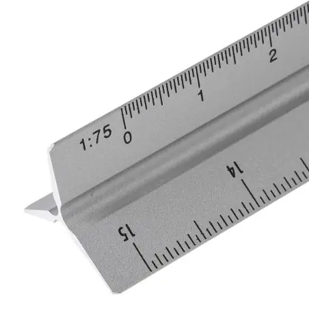 Escalímetro aluminio 30cm escalas 1:20 1:50 1:100 caja