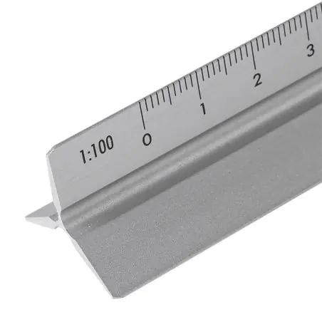 Escalímetro aluminio 30cm escalas 1:20 1:50 1:100 caja