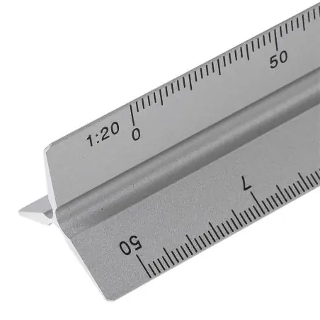 Escalímetro aluminio 30cm escalas 1:20 1:50 1:100 caja