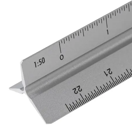 Escalímetro aluminio 30cm escalas 1:20 1:50 1:100 caja