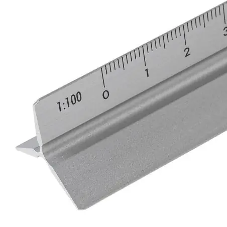 Escalímetro aluminio 30cm escalas 1:20 1:50 1:100 caja