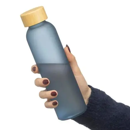 Botella vidrio 500 ml glaseada con bambú