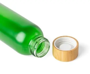 Botella vidrio 500 ml glaseada con bambú