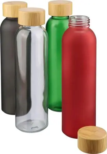 Botella vidrio 500 ml glaseada con bambú