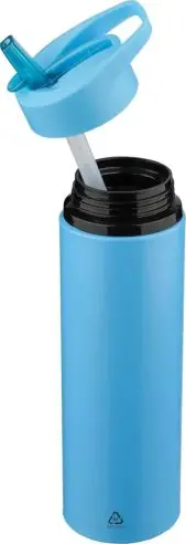Bidón acero reciclado Zeno 500 ml con pajita