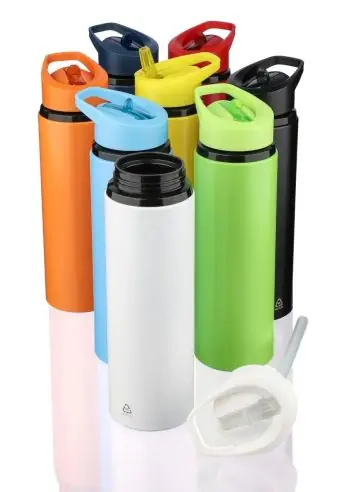 Bidón acero reciclado Zeno 500 ml con pajita