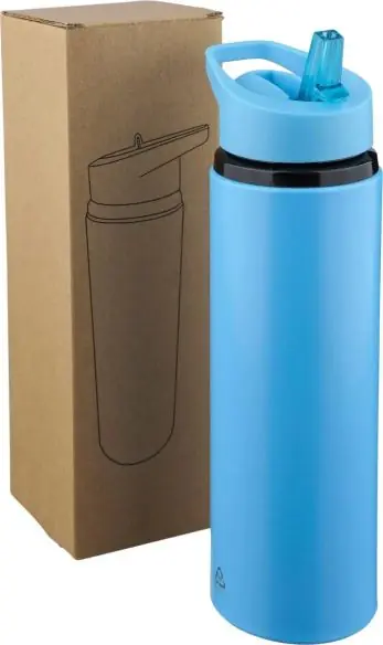 Bidón acero reciclado Zeno 500 ml con pajita