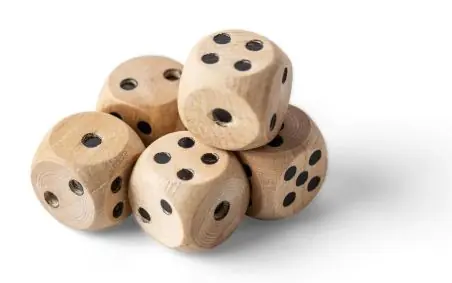Juego de 5 dados de madera de haya