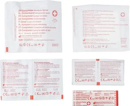 Botiquín rPET 600D velcro 17 piezas tiritas toallitas