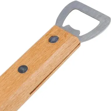 Espátula BBQ inox con mango de haya y abridor