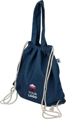 Bolsa mochila denim reciclado cordones 40x38 asas largas