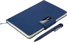 Set oficina Roan libreta PU y bolígrafo aluminio