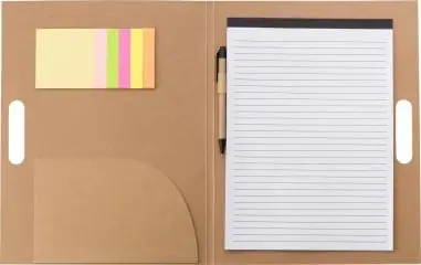 Carpeta cartón FSC set escritura memos bloc bolígrafo