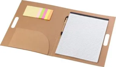 Carpeta cartón FSC set escritura memos bloc bolígrafo