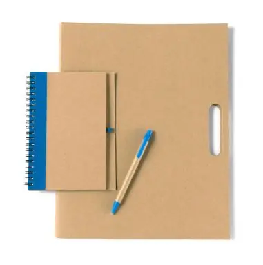 Carpeta cartón FSC set escritura memos bloc bolígrafo