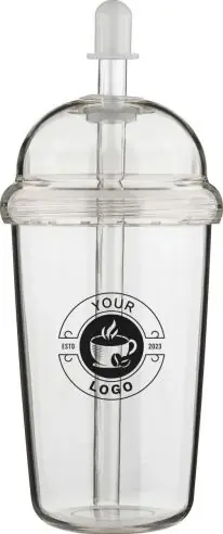 Vaso rPET Glow 500 ml tapa rosca pajita silicona frío