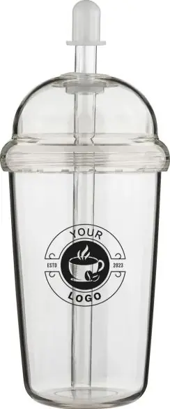Vaso rPET Glow 500 ml tapa rosca pajita silicona frío