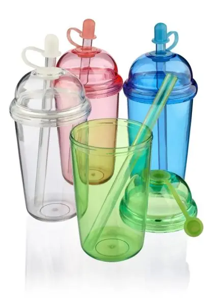 Vaso rPET Glow 500 ml tapa rosca pajita silicona frío