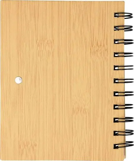 Libreta símil bambú con memos y bolígrafo