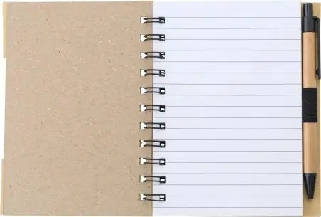 Libreta símil bambú con memos y bolígrafo