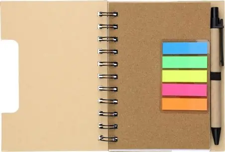 Libreta símil bambú con memos y bolígrafo
