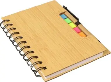 Libreta símil bambú con memos y bolígrafo