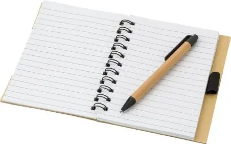 Libreta símil bambú con memos y bolígrafo
