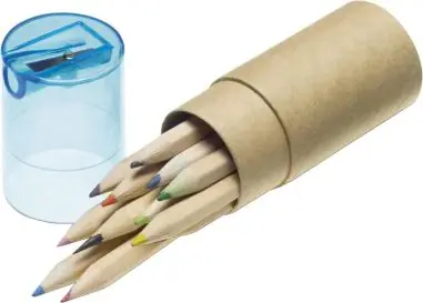 Tubo de cartón con 12 lápices de colores