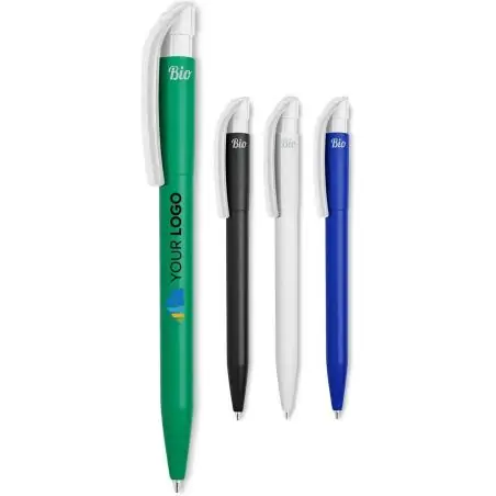Bolígrafo S45 BIO PLA 75% clip blanco Dokumental azul