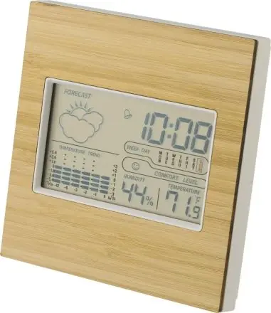 Estación meteorológica bambú ABS soporte clima hora