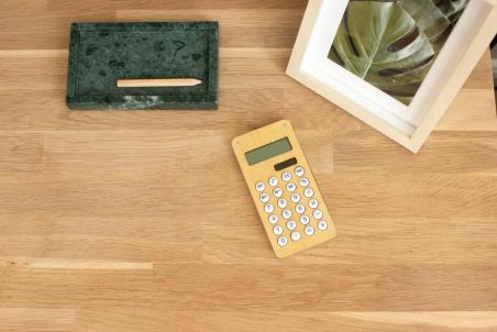 Calculadora bambú ABS solar 8 dígitos laberinto pila