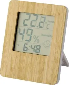 Estación meteorológica bambú ABS reloj temperatura