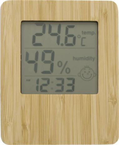 Estación meteorológica bambú ABS reloj temperatura