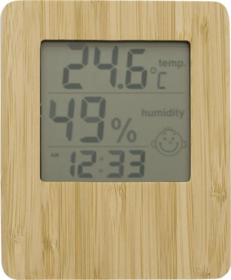Estación meteorológica bambú ABS reloj temperatura