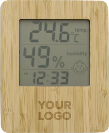 Estación meteorológica bambú ABS reloj temperatura