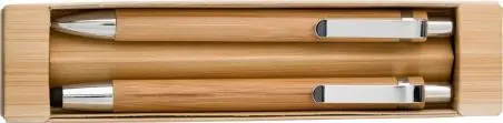 Set escritura bambú con bolígrafo y portaminas