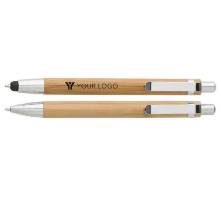 Set escritura bambú con bolígrafo y portaminas