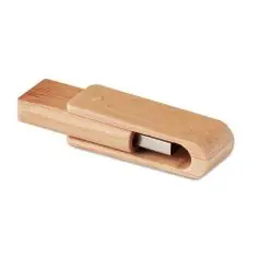Memoria USB 16GB bambú cubierta giratoria carbono