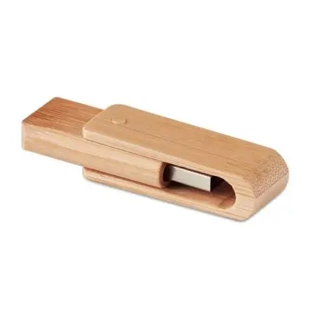 Memoria USB 16GB bambú cubierta giratoria carbono