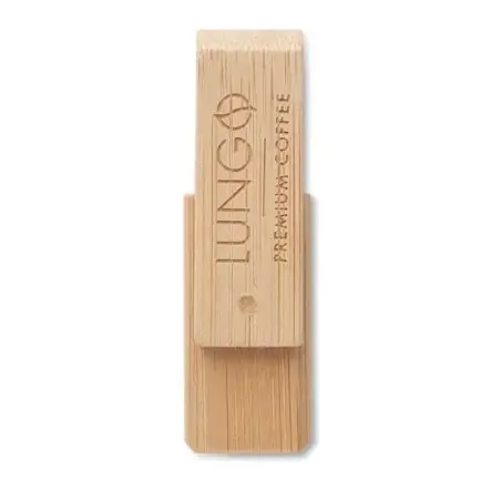 Memoria USB 16GB bambú cubierta giratoria carbono