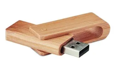 Memoria USB 16GB bambú cubierta giratoria carbono